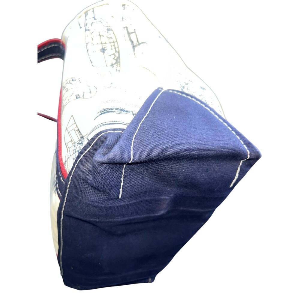 L.L. Bean Boat Tote canvas preppy Nautical Sailboat Print  red white blue VTG - Picture 8 of 14